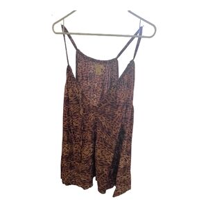 Women's Brown Animal-Print Spaghetti Strap Tank Top